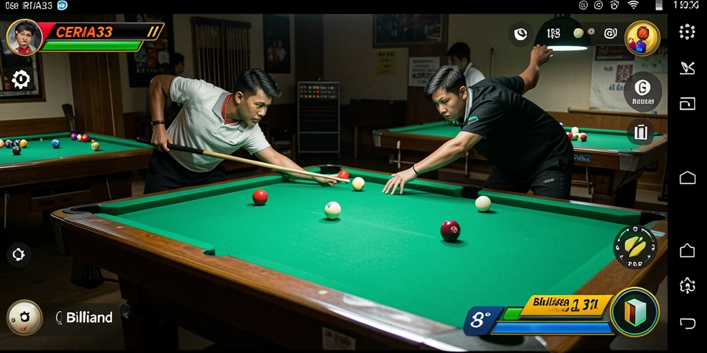 Tampilan antarmuka game Billiard CERIA33 yang menawan dan intuitif.