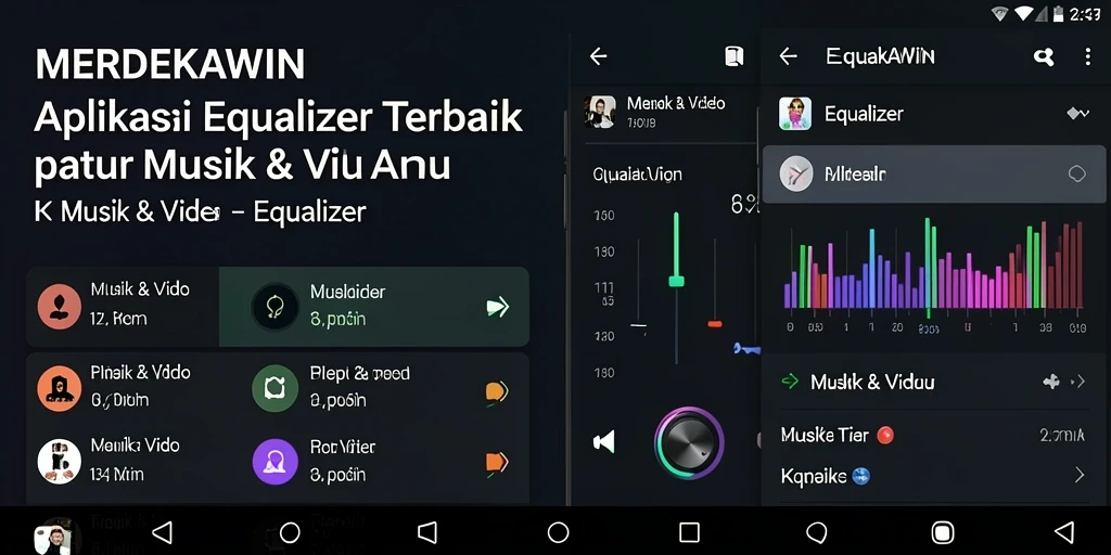 Antarmuka aplikasi MERDEKAWIN dengan fitur equalizer jelas dan mudah digunakan.