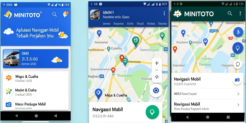 Antarmuka aplikasi MINITOTO untuk navigasi mobil yang intuitif.