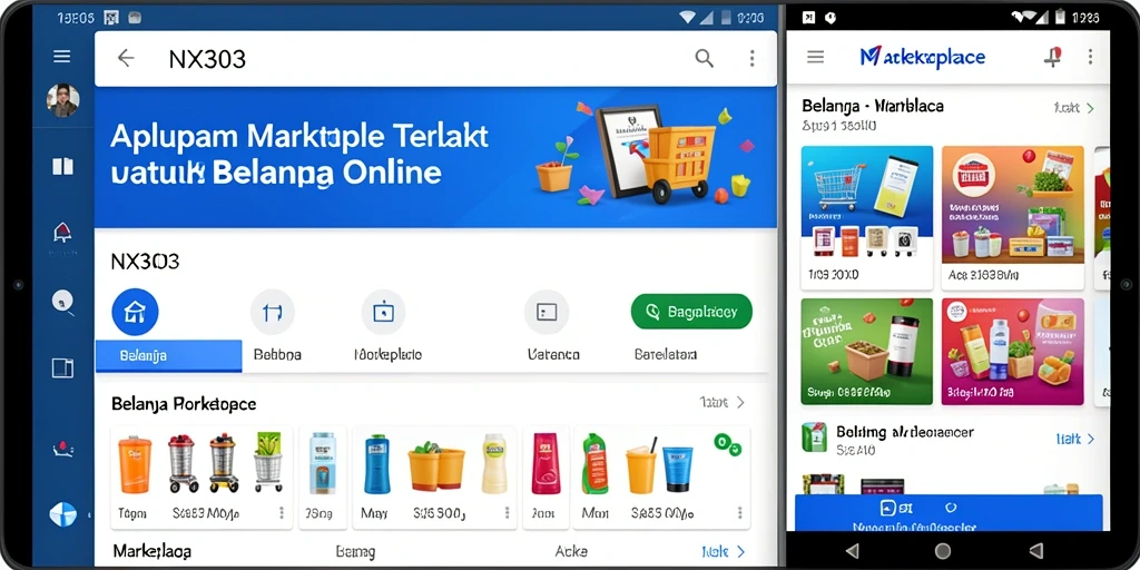 Antarmuka pengguna NX303 yang menarik dan fungsional untuk berbelanja.