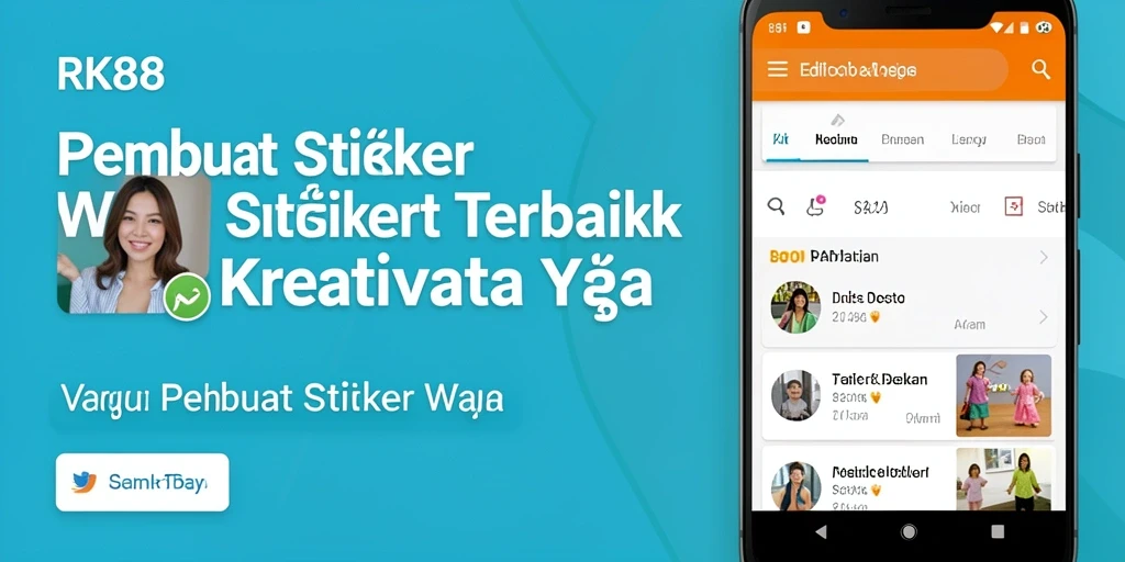 Screenshot utama RK88 menunjukkan antarmuka pembuat stiker yang menarik.
