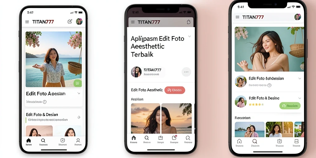 Antarmuka aplikasi TITAN777 untuk Edit Foto Aesthetic yang intuitif.