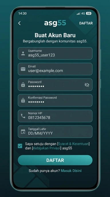 Cara Registrasi Akun asg55 untuk Pengguna Android