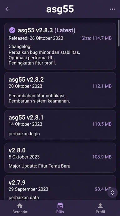 Riwayat Versi asg55 untuk Pengguna Android Indonesia